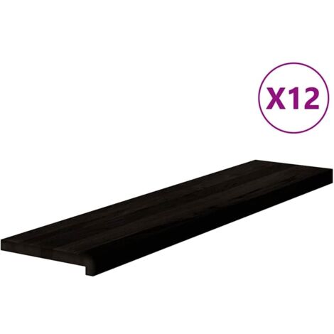 Marches d'escalier 12 pcs marron foncé 110x30x2 cm chêne massif