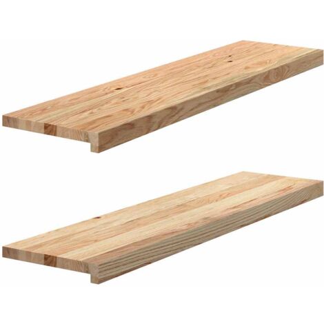 Marches d'escalier 2 pcs non traité bois de chêne massif
