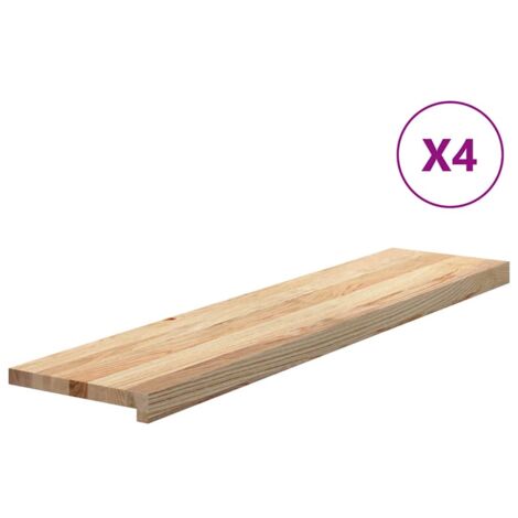 Marches d'escalier 4 pcs,Tapis d'escalier non traité 110x30x2cm bois chêne massif CFW166266