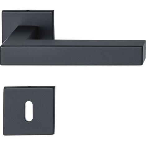 MARCHESI Drückergarnitur SQUARE auf Flachrosette BB, Edelstahl schwarz matt