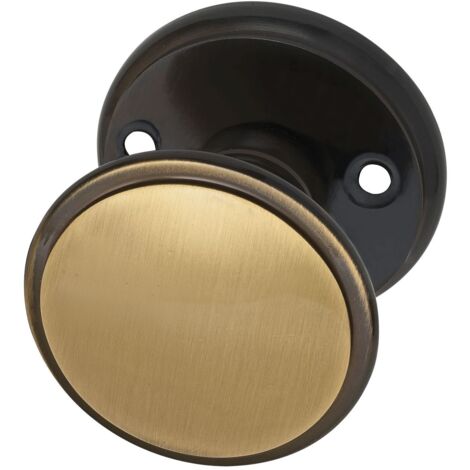 MARCHESI FH Türknopf Flachform - auf Rosette (Facette), ø 55 , Messing patiniert