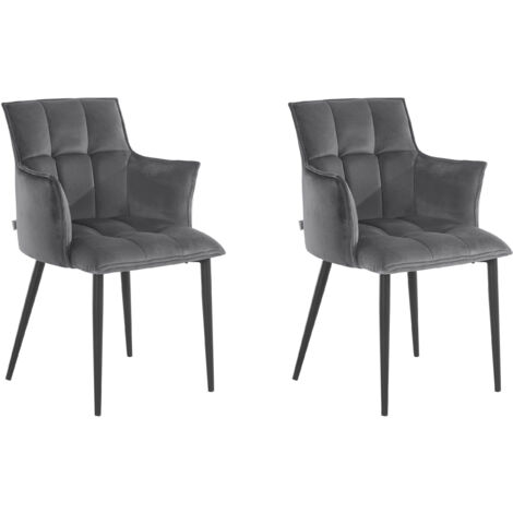 Marcia-Ensemble de 2 chaises de salle à manger rembourrées en gris velours