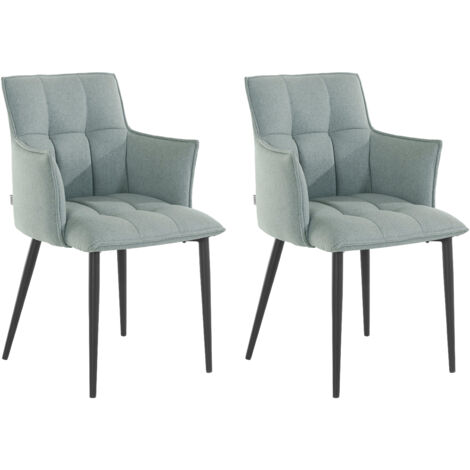 Marcia-Ensemble de 2 chaises de salle à manger rembourrées en tissu tissé vert menthe
