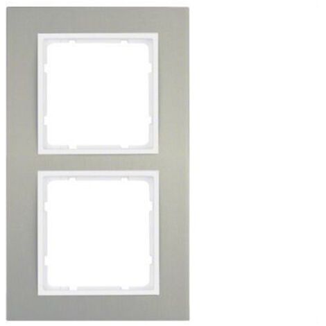 Marco 2 elementos Berker By Hager B3 10123904 Aluminio/Blanco