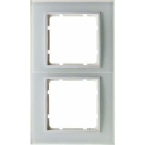 Marco 2 elementos Berker By Hager B7 10126909 Cristal blanco brillo