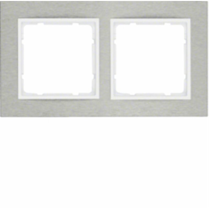 

Hager - Marco 2 elementos horizontal Berker By B7 10223609 Acero inox/Blanco Mate