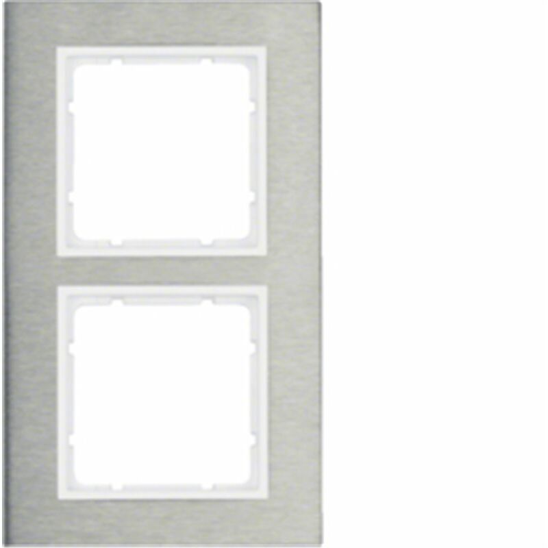 

Hager - Marco 2 elementos vertical Berker By B7 10123609 Acero inox/Blanco Mate