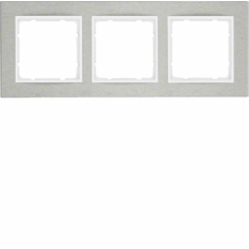 

Marco 3 elementos horizontal Berker By Hager B7 10233609 Acero inox/Blanco Mate