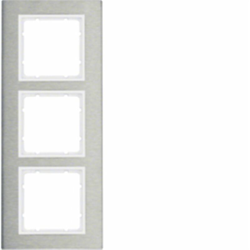 

Hager - Marco 3 elementos vertical Berker By B7 10133609 Acero inox/Blanco Mate