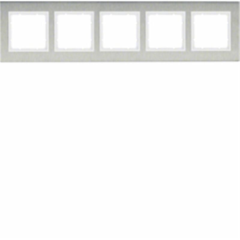 

Hager - Marco 5 elementos horizontal Berker By B7 10253609 Acero inox/Blanco Mate