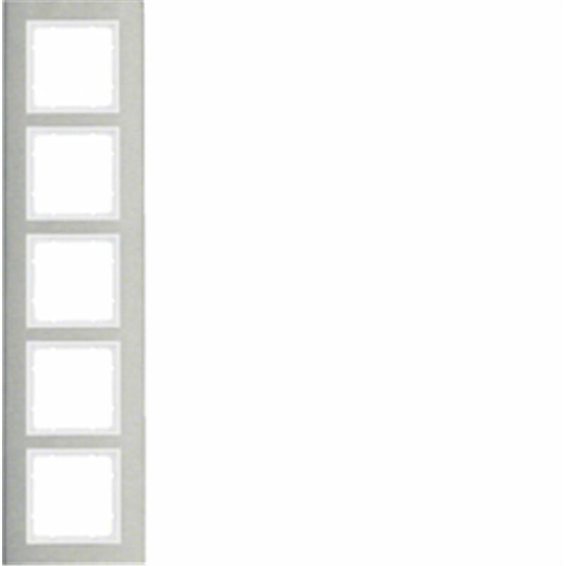 

Hager - Marco 5 elementos vertical Berker By B7 10153609 Acero inox/Blanco Mate