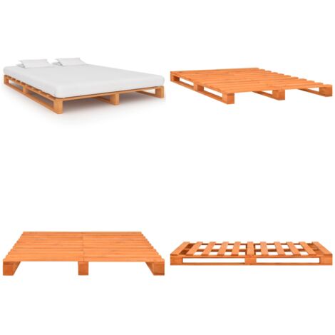 Marco cama palets sin colchón madera maciza marrón 140x200 cm - Marco de cama - Cama sin colchón