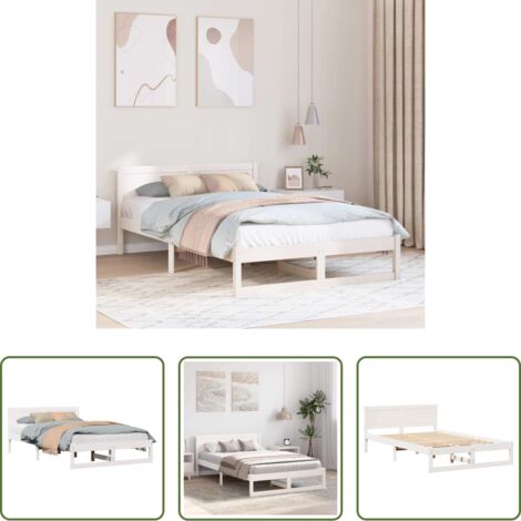 Marco de cama -  Estructura de cama 140 x 190 cm Madera de pino macizo