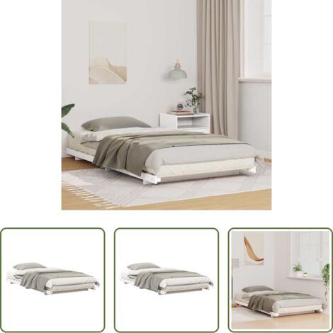 Marco de cama -  Estructura de cama Blanco 100 x 200 cm Madera maciza de pino
