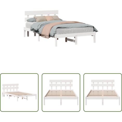 Marco de cama -  Estructura de cama Blanco 120 x 200 cm Madera maciza de Pino