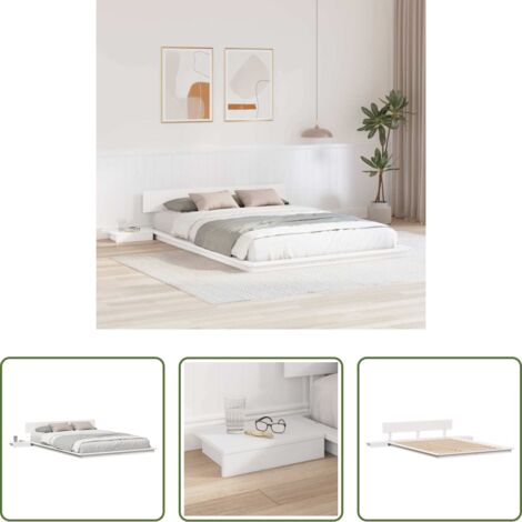 Marco de cama -  Estructura de cama Blanco 140 x 200 cm Madera