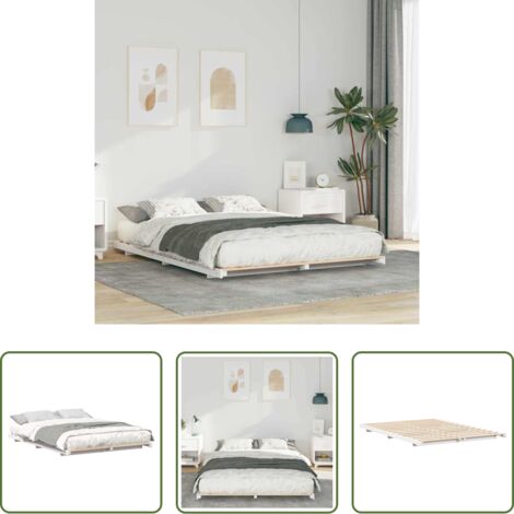 Marco de cama -  Estructura de cama Blanco 140 x 200 cm Madera maciza de pino