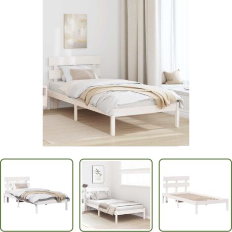 Marco de cama -  Estructura de cama Blanco 80 x 200 cm Madera maciza de Pino