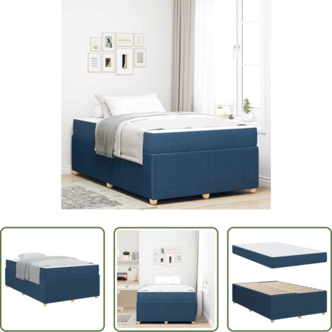 Marco de cama -  Estructura de cama con colchón Azul 120 x 190 cm tela