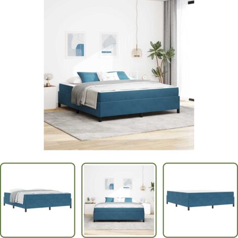 Marco de cama -  Estructura de cama con colchón Azul Oscuro 180 x 200 cm tela