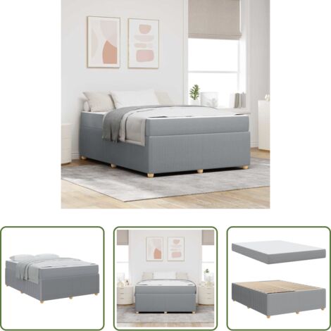 Marco de cama -  Estructura de cama con colchón Gris Claro 140 x 200 cm tela
