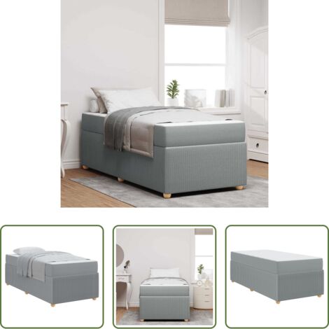 Marco de cama -  Estructura de cama con colchón Gris Claro 90 x 190 cm tela