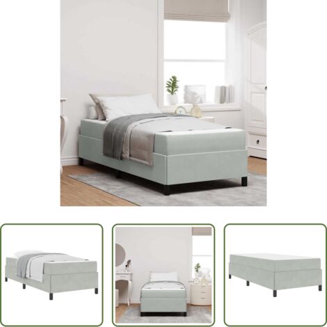 Marco de cama -  Estructura de cama con colchón Gris Claro 90 x 190 cm tela