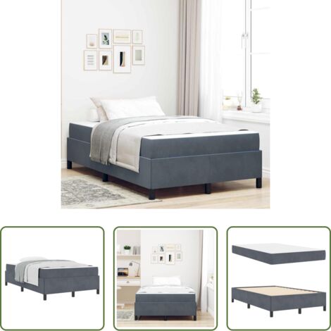 Marco de cama -  Estructura de cama con colchón Gris oscuro 120 x 190 cm tela