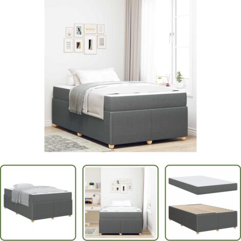 Marco de cama -  Estructura de cama con colchón Gris oscuro 120 x 190 cm tela