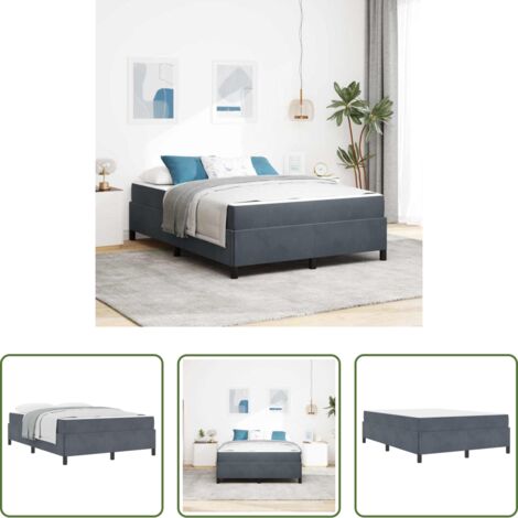 Marco de cama -  Estructura de cama con colchón Gris oscuro 160 x 200 cm tela