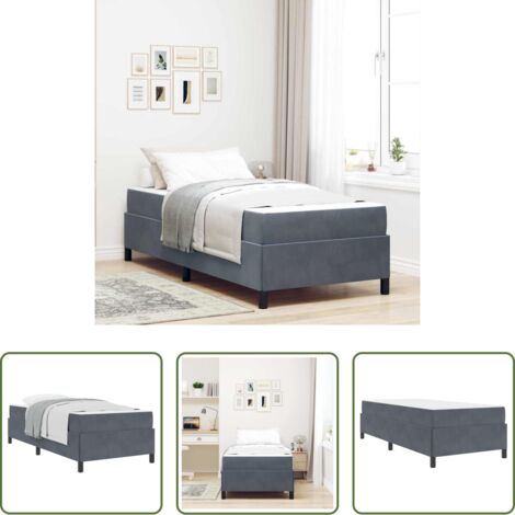 Marco de cama -  Estructura de cama con colchón Gris oscuro 90 x 200 cm tela