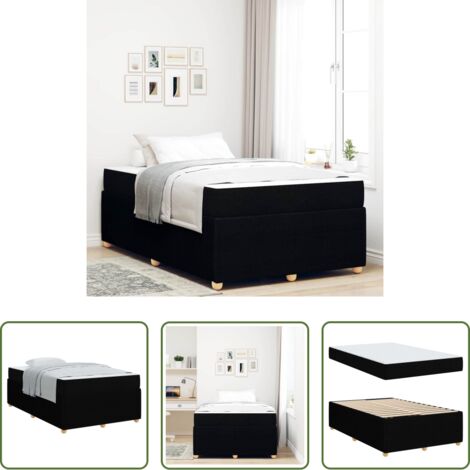 Marco de cama -  Estructura de cama con colchón Negro 120 x 190 cm tela