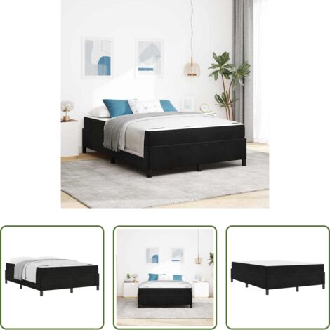 Marco de cama -  Estructura de cama con colchón Negro 140 x 190 cm tela