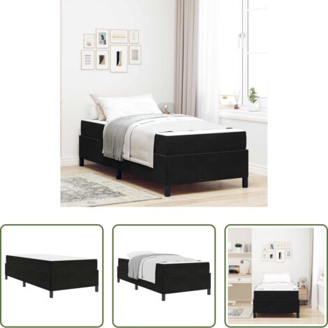 Marco de cama -  Estructura de cama con colchón Negro 80 x 200 cm tela