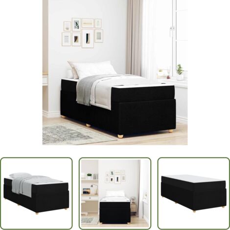 Marco de cama -  Estructura de cama con colchón Negro 90 x 200 cm tela