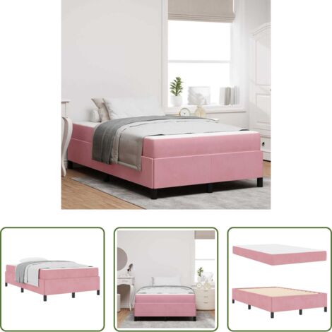 Marco de cama -  Estructura de cama con colchón Rosa 120 x 190 cm tela
