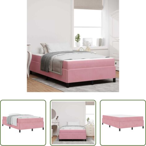Marco de cama -  Estructura de cama con colchón Rosa 120 x 200 cm tela