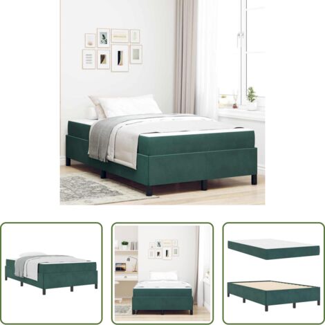 Marco de cama -  Estructura de cama con colchón Verde oscuro 120 x 190 cm tela