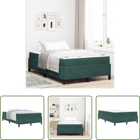 Marco de cama -  Estructura de cama con colchón Verde oscuro 120 x 200 cm tela