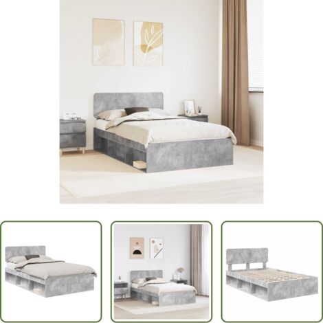 Marco de cama -  Estructura de cama Concreto 120 x 190 cm Madera de pino macizo