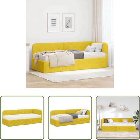 Marco de cama -  Estructura de cama en esquina Amarillo 80 x 200 cm Terciopelo