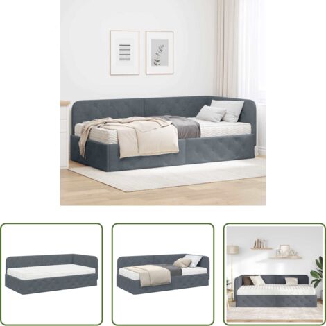 Marco de cama -  Estructura de cama en esquina Gris oscuro 100 x 200 cm