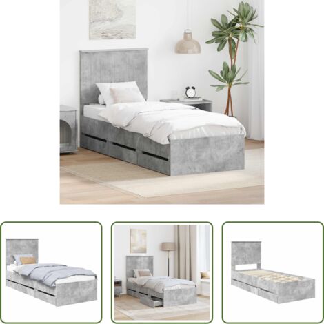 Marco de cama -  Estructura de cama Gris Concreto 75 x 190 cm Madera Ingenieril