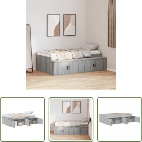 Marco de cama -  Estructura de cama Gris Sonoma 90 x 200 cm Madera contrachapada
