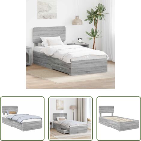 Marco de cama -  Estructura de cama Gris Sonoma 90 x 200 cm Madera de ingeniería