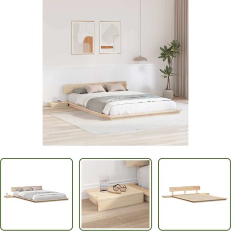 Marco de cama -  Estructura de cama Marrón 140 x 200 cm Madera