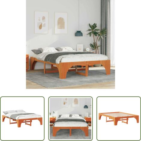 Marco de cama -  Estructura de cama Marrón 150 x 200 cm Madera de pino macizo