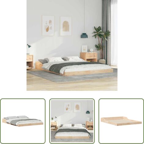 Marco de cama -  Estructura de cama Marrón 150 x 200 cm Madera de pino macizo