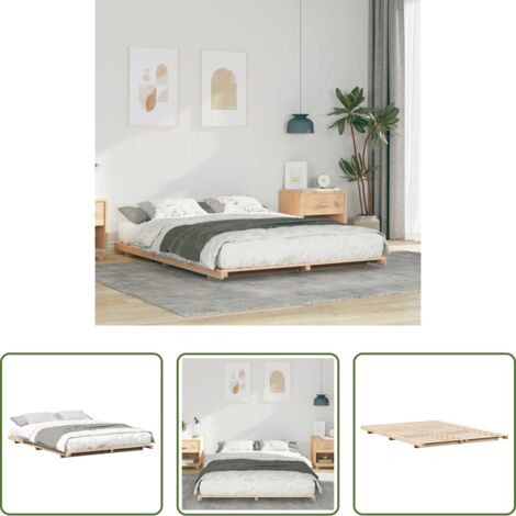 Marco de cama -  Estructura de cama Marrón 150 x 200 cm Madera maciza de pino