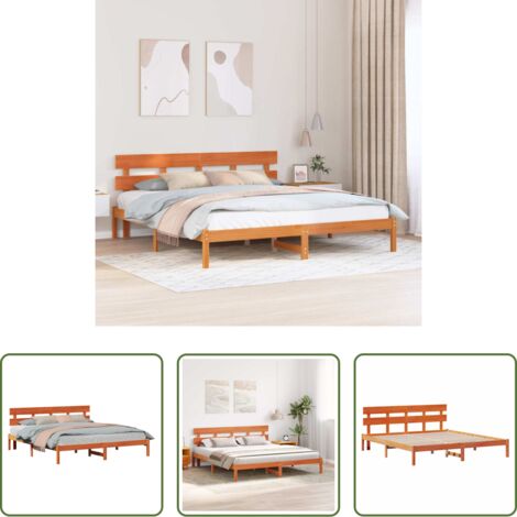 Marco de cama -  Estructura de cama Marrón 180 x 200 cm Madera maciza de Pino